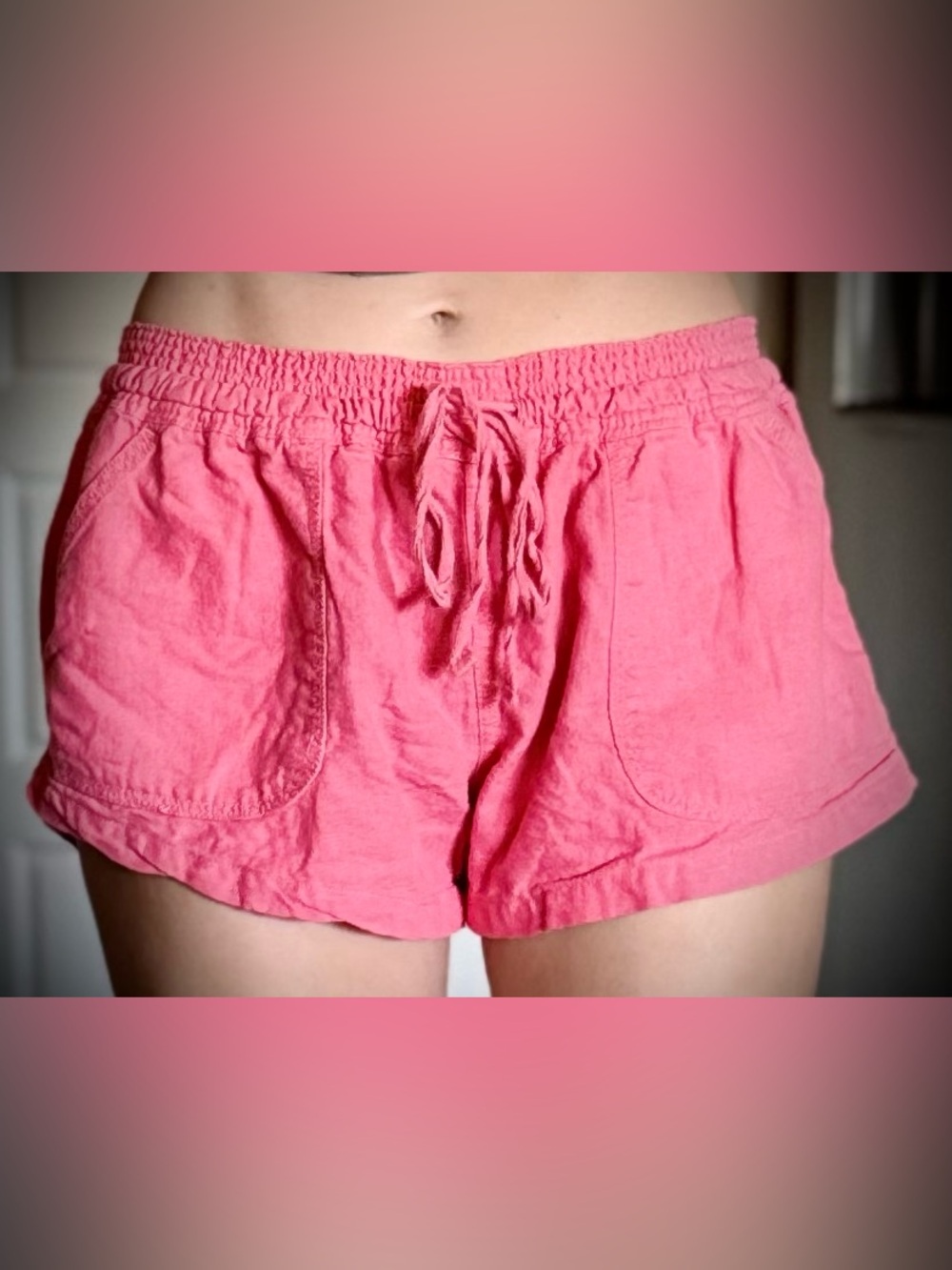Altar’d State Linen Coral Pink Shorts M L